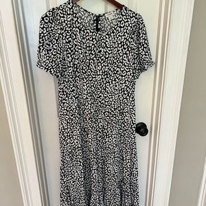 XS Navy & White Animal Print JCrew Maxi Dress